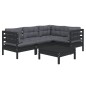 vidaXL 5-tlg. Garten-Lounge-Set mit Kissen Schwarz Kiefernholz vidaXL 5-tlg. Garten-Lounge-Set mit Kissen Schwarz Kiefernholz