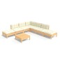 vidaXL 8-tlg. Garten-Lounge-Set mit Creme Kissen Kiefernholz vidaXL 8-tlg. Garten-Lounge-Set mit Creme Kissen Kiefernholz