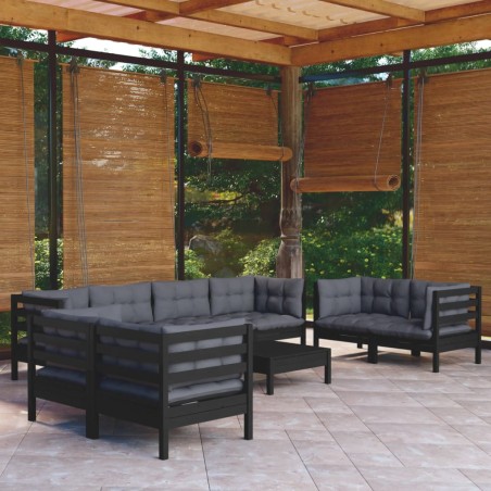 vidaXL 9-tlg. Garten-Lounge-Set mit Kissen Kiefer Massivholz