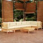 vidaXL 7-tlg. Garten-Lounge-Set mit Creme Kissen Kiefernholz vidaXL 7-tlg. Garten-Lounge-Set mit Creme Kissen Kiefernholz