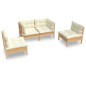vidaXL 4-tlg. Garten-Lounge-Set mit Creme Kissen Massivholz Kiefer vidaXL 4-tlg. Garten-Lounge-Set mit Creme Kissen Massivholz Kiefer