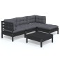 vidaXL 5-tlg. Garten-Lounge-Set mit Kissen Schwarz Kiefernholz vidaXL 5-tlg. Garten-Lounge-Set mit Kissen Schwarz Kiefernholz