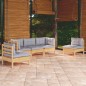 vidaXL 5-tlg. Garten-Lounge-Set mit Grauen Kissen Kiefer Massivholz vidaXL 5-tlg. Garten-Lounge-Set mit Grauen Kissen Kiefer Massivholz