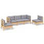 vidaXL 5-tlg. Garten-Lounge-Set mit Grauen Kissen Kiefer Massivholz vidaXL 5-tlg. Garten-Lounge-Set mit Grauen Kissen Kiefer Massivholz