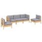 vidaXL 5-tlg. Garten-Lounge-Set mit Grauen Kissen Kiefer Massivholz vidaXL 5-tlg. Garten-Lounge-Set mit Grauen Kissen Kiefer Massivholz