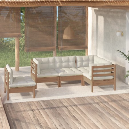 vidaXL 5-tlg. Garten-Lounge-Set mit Kissen Honigbraun Kiefernholz