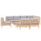 vidaXL 9-tlg. Garten-Lounge-Set mit Grauen Kissen Kiefer Massivholz vidaXL 9-tlg. Garten-Lounge-Set mit Grauen Kissen Kiefer Massivholz