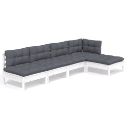 vidaXL 5-tlg. Garten-Lounge-Set mit Kissen Weiß Kiefernholz
