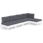vidaXL 5-tlg. Garten-Lounge-Set mit Kissen Weiß Kiefernholz vidaXL 5-tlg. Garten-Lounge-Set mit Kissen Weiß Kiefernholz