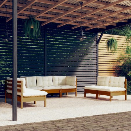 vidaXL 7-tlg. Garten-Lounge-Set mit Kissen Kiefer Massivholz