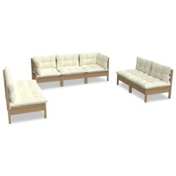 vidaXL 7-tlg. Garten-Lounge-Set mit Kissen Kiefer Massivholz