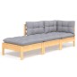 vidaXL 3-tlg. Garten-Lounge-Set mit Grauen Kissen Kiefer Massivholz vidaXL 3-tlg. Garten-Lounge-Set mit Grauen Kissen Kiefer Massivholz