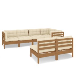vidaXL 7-tlg. Garten-Lounge-Set mit Kissen Honigbraun Kiefernholz