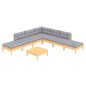 vidaXL 8-tlg. Garten-Lounge-Set mit Grauen Kissen Kiefernholz vidaXL 8-tlg. Garten-Lounge-Set mit Grauen Kissen Kiefernholz
