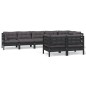vidaXL 8-tlg. Garten-Lounge-Set mit Kissen Schwarz Massivholz Kiefer vidaXL 8-tlg. Garten-Lounge-Set mit Kissen Schwarz Massivholz Kiefer