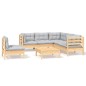 vidaXL 6-tlg. Garten-Lounge-Set mit Grauen Kissen Kiefernholz vidaXL 6-tlg. Garten-Lounge-Set mit Grauen Kissen Kiefernholz