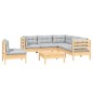 vidaXL 6-tlg. Garten-Lounge-Set mit Grauen Kissen Kiefernholz vidaXL 6-tlg. Garten-Lounge-Set mit Grauen Kissen Kiefernholz