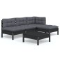 vidaXL 5-tlg. Garten-Lounge-Set mit Kissen Schwarz Kiefernholz vidaXL 5-tlg. Garten-Lounge-Set mit Kissen Schwarz Kiefernholz