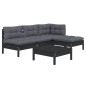 vidaXL 5-tlg. Garten-Lounge-Set mit Kissen Schwarz Kiefernholz vidaXL 5-tlg. Garten-Lounge-Set mit Kissen Schwarz Kiefernholz