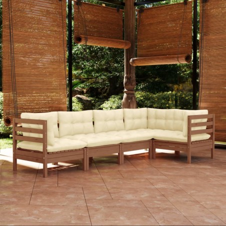 vidaXL 5-tlg. Garten-Lounge-Set mit Kissen Honigbraun Kiefernholz