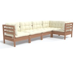 vidaXL 5-tlg. Garten-Lounge-Set mit Kissen Honigbraun Kiefernholz