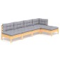 vidaXL 5-tlg. Garten-Lounge-Set mit Grauen Kissen Kiefernholz vidaXL 5-tlg. Garten-Lounge-Set mit Grauen Kissen Kiefernholz