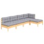 vidaXL 5-tlg. Garten-Lounge-Set mit Grauen Kissen Kiefernholz vidaXL 5-tlg. Garten-Lounge-Set mit Grauen Kissen Kiefernholz