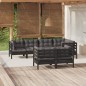 vidaXL 7-tlg. Garten-Lounge-Set mit Kissen Schwarz Massivholz Kiefer vidaXL 7-tlg. Garten-Lounge-Set mit Kissen Schwarz Massivholz Kiefer