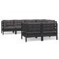 vidaXL 7-tlg. Garten-Lounge-Set mit Kissen Schwarz Massivholz Kiefer vidaXL 7-tlg. Garten-Lounge-Set mit Kissen Schwarz Massivholz Kiefer