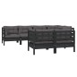 vidaXL 7-tlg. Garten-Lounge-Set mit Kissen Schwarz Massivholz Kiefer vidaXL 7-tlg. Garten-Lounge-Set mit Kissen Schwarz Massivholz Kiefer