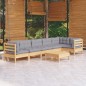 vidaXL 7-tlg. Garten-Lounge-Set mit Grauen Kissen Kiefernholz vidaXL 7-tlg. Garten-Lounge-Set mit Grauen Kissen Kiefernholz