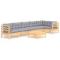 vidaXL 7-tlg. Garten-Lounge-Set mit Grauen Kissen Kiefernholz vidaXL 7-tlg. Garten-Lounge-Set mit Grauen Kissen Kiefernholz