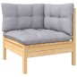 vidaXL 7-tlg. Garten-Lounge-Set mit Grauen Kissen Kiefernholz vidaXL 7-tlg. Garten-Lounge-Set mit Grauen Kissen Kiefernholz