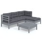 vidaXL 5-tlg. Garten-Lounge-Set mit Kissen Grau Kiefernholz vidaXL 5-tlg. Garten-Lounge-Set mit Kissen Grau Kiefernholz