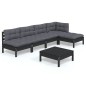 vidaXL 6-tlg. Garten-Lounge-Set mit Kissen Schwarz Kiefernholz vidaXL 6-tlg. Garten-Lounge-Set mit Kissen Schwarz Kiefernholz
