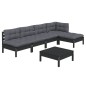 vidaXL 6-tlg. Garten-Lounge-Set mit Kissen Schwarz Kiefernholz vidaXL 6-tlg. Garten-Lounge-Set mit Kissen Schwarz Kiefernholz