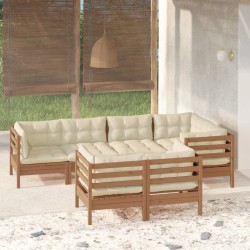vidaXL 7-tlg. Garten-Lounge-Set mit Kissen Honigbraun Kiefernholz