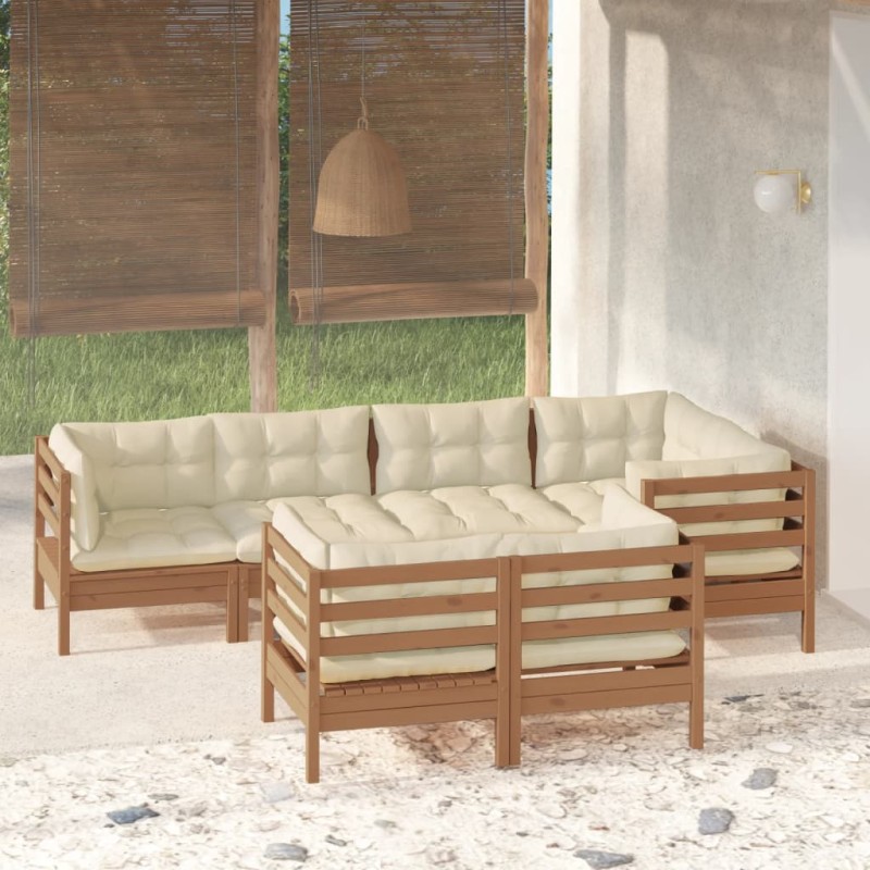vidaXL 7-tlg. Garten-Lounge-Set mit Kissen Honigbraun Kiefernholz vidaXL 7-tlg. Garten-Lounge-Set mit Kissen Honigbraun Kiefernholz