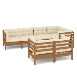 vidaXL 7-tlg. Garten-Lounge-Set mit Kissen Honigbraun Kiefernholz