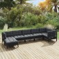 vidaXL 7-tlg. Garten-Lounge-Set mit Kissen Schwarz Massivholz Kiefer vidaXL 7-tlg. Garten-Lounge-Set mit Kissen Schwarz Massivholz Kiefer