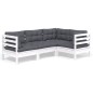 vidaXL 4-tlg. Garten-Lounge-Set mit Kissen Weiß Kiefernholz vidaXL 4-tlg. Garten-Lounge-Set mit Kissen Weiß Kiefernholz