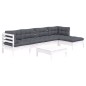 vidaXL 6-tlg. Garten-Lounge-Set mit Kissen Weiß Kiefernholz vidaXL 6-tlg. Garten-Lounge-Set mit Kissen Weiß Kiefernholz