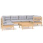 vidaXL 7-tlg. Garten-Lounge-Set mit Grauen Kissen Kiefernholz vidaXL 7-tlg. Garten-Lounge-Set mit Grauen Kissen Kiefernholz