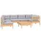 vidaXL 7-tlg. Garten-Lounge-Set mit Grauen Kissen Kiefernholz vidaXL 7-tlg. Garten-Lounge-Set mit Grauen Kissen Kiefernholz