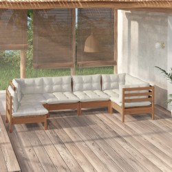 vidaXL 6-tlg. Garten-Lounge-Set mit Kissen Honigbraun Kiefernholz