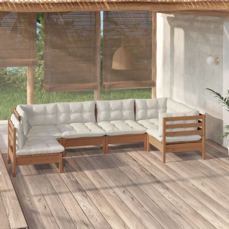 vidaXL 6-tlg. Garten-Lounge-Set mit Kissen Honigbraun Kiefernholz