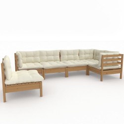 vidaXL 6-tlg. Garten-Lounge-Set mit Kissen Honigbraun Kiefernholz