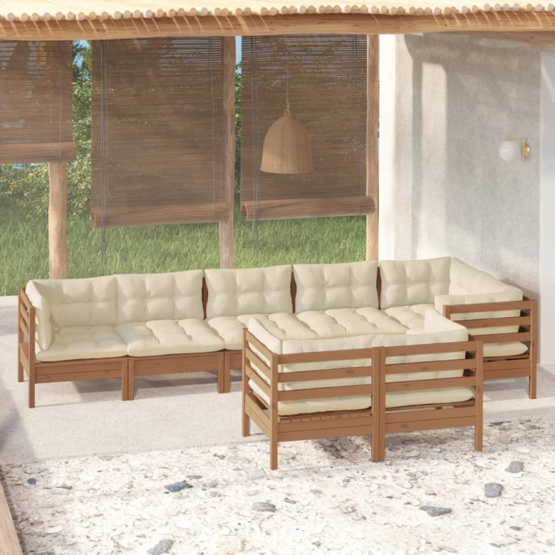 vidaXL 8-tlg. Garten-Lounge-Set mit Kissen Honigbraun Kiefernholz vidaXL 8-tlg. Garten-Lounge-Set mit Kissen Honigbraun Kiefernholz