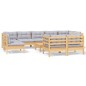 vidaXL 10-tlg. Garten-Lounge-Set mit Grauen Kissen Kiefer Massivholz vidaXL 10-tlg. Garten-Lounge-Set mit Grauen Kissen Kiefer Massivholz