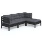 vidaXL 4-tlg. Garten-Lounge-Set mit Kissen Schwarz Kiefernholz vidaXL 4-tlg. Garten-Lounge-Set mit Kissen Schwarz Kiefernholz